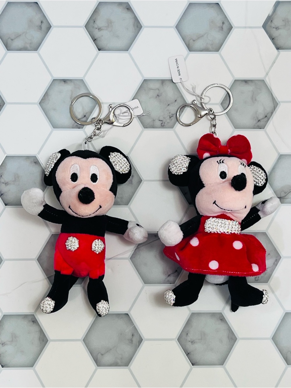 Mickey/Minnie Plushy Bag Charm Keychain